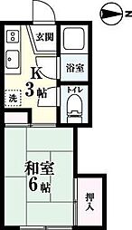 シティメイト神園 1Kの間取図画像