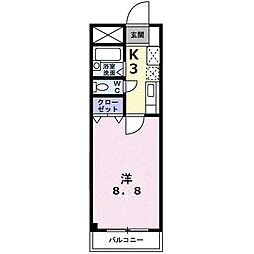 パーク・サイド 1Kの間取図画像