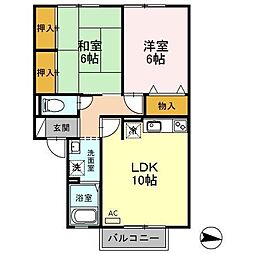 ドリームタウン開成 2LDKの間取図画像
