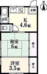 シティメイト鍋島 2Kの間取図画像