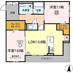 カーサグランデ 2LDKの間取図画像