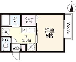 メゾンドなかむら 1Kの間取図画像