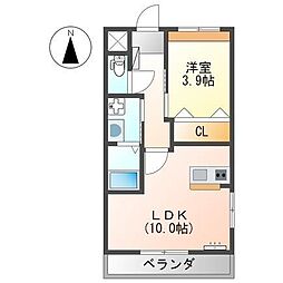 オークス天神 1LDKの間取図画像