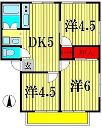 JR常磐線 新松戸駅 徒歩10分の賃貸アパート 2階3DKの間取り