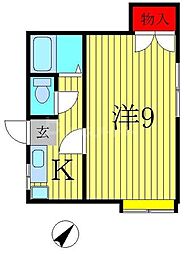 京成松戸線 みのり台駅 徒歩4分の賃貸アパート 2階1Kの間取り