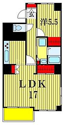JR武蔵野線 新八柱駅 徒歩3分の賃貸マンション 4階1LDKの間取り