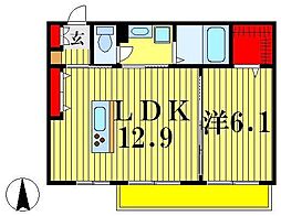ディアコート 1LDKの間取図画像