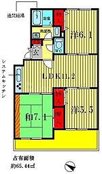 サンフィールド松戸 3LDKの間取図画像