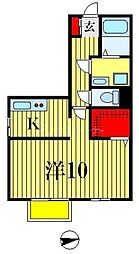 ロイヤルコート 1Kの間取図画像