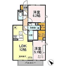 キャリコマルモ 2LDKの間取図画像