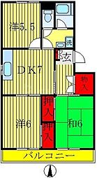 プリマヴェーラ八柱パークサイド 3DKの間取図画像