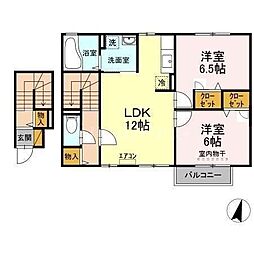 吉野ハイツ3 2LDKの間取図画像