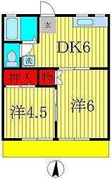 ハイツエミネンス 2DKの間取図画像