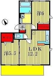 パラシオンA 2LDKの間取図画像