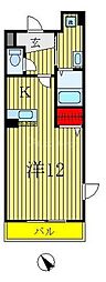 コモドパークハウス ワンルームの間取図画像