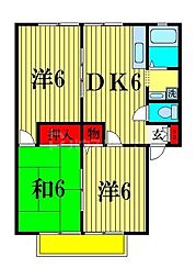 ジュネス松戸 3DKの間取図画像