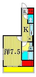 レジデンス松戸小根本 1Kの間取図画像