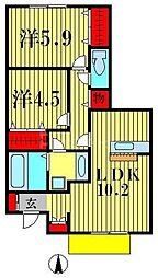イーグレットD 2LDKの間取図画像