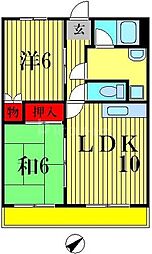 松戸コーポ 2LDKの間取図画像
