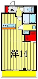 クレセントコート ワンルームの間取図画像