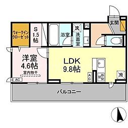 流山市木1丁目アパート 1LDKの間取図画像