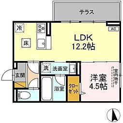 流山市木1丁目アパート 1LDKの間取図画像