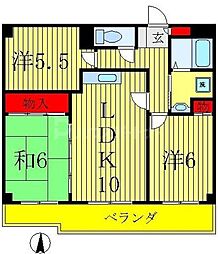 西条レジデンス 3LDKの間取図画像