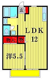 リヴェール・ヒロ 1LDKの間取図画像