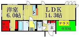 ベル・エキップ 1LDKの間取図画像