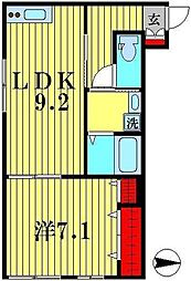 リヴェール 1LDKの間取図画像