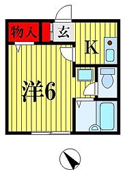 ウィステリア松戸 1Kの間取図画像