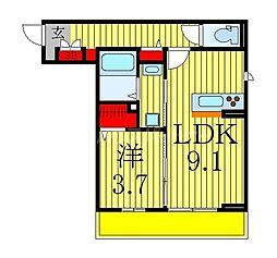 ラインハット 3階1LDKの間取り