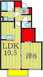 ベルウィルA 1LDKの間取図画像