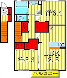 タウンコート 2LDKの間取図画像