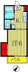 柏ニューハイツ 1Kの間取図画像