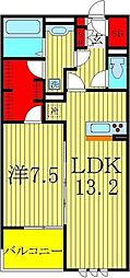 リシェス2 1LDKの間取図画像
