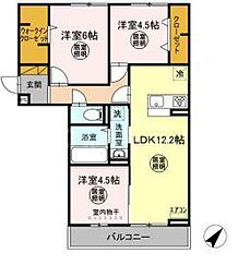 リリーアネラ 3LDKの間取図画像