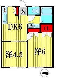 ライトガーツェ 2DKの間取図画像