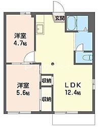 ヴィラ豊四季 2LDKの間取図画像