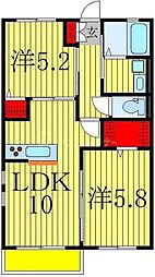 アソシアコート 2LDKの間取図画像