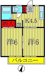 グランドハイツコタケ 2Kの間取図画像