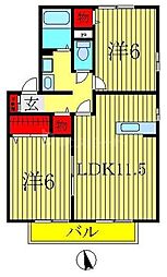 ヴィルヌープ2 2LDKの間取図画像