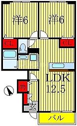 エレガントヒル3B 2LDKの間取図画像