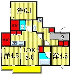 ソフィア南流山 3LDKの間取図画像