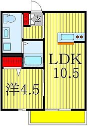 ベルグラード江戸川台 1LDKの間取図画像