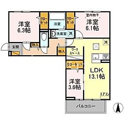 コリーヌ 3LDKの間取図画像