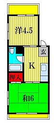 第2大坂グリーンコーポ 2Kの間取図画像