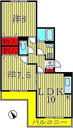 アルファタウン天王台D 2LDKの間取図画像