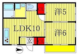 メゾンドグラン 2LDKの間取図画像