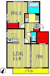 FamilleFlats若葉町 2LDKの間取図画像